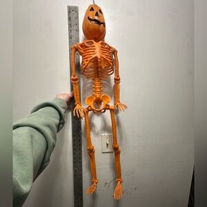 Orange Hanging Pumpkin Skeleton Decor